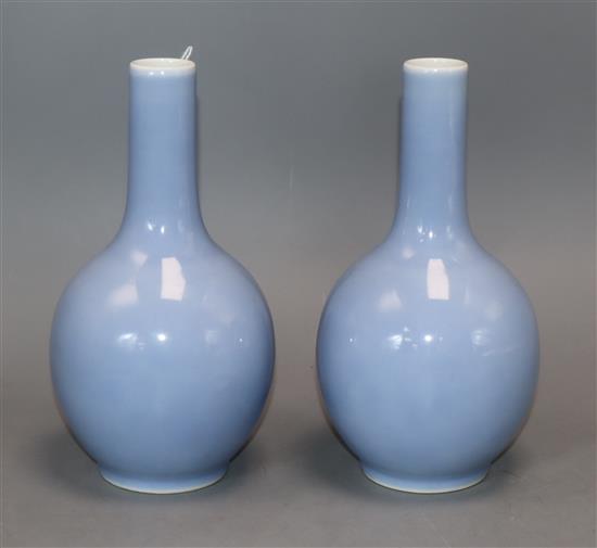 A pair of Chinese Republic period claire du lune vases height 19cm